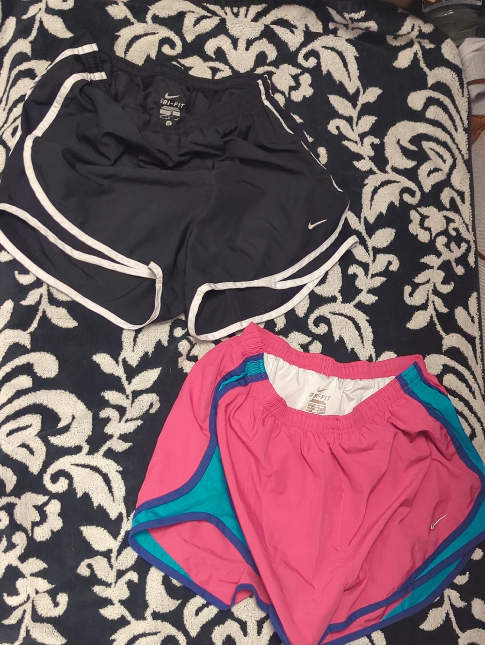 2 Pack Nike Dri-FIT Running Shorts - Black, Pink, Teal White M/L